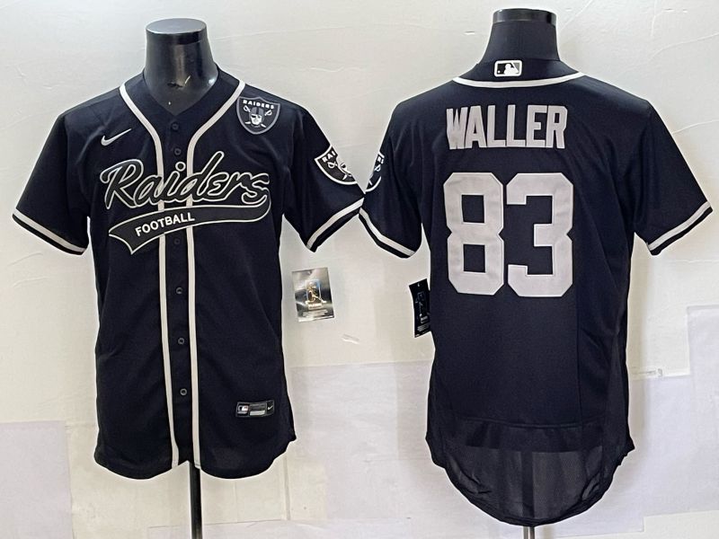 Men 2025 Oakland Raiders #83 Waller black Joint Name Nike Elite NFL Jersey style 04